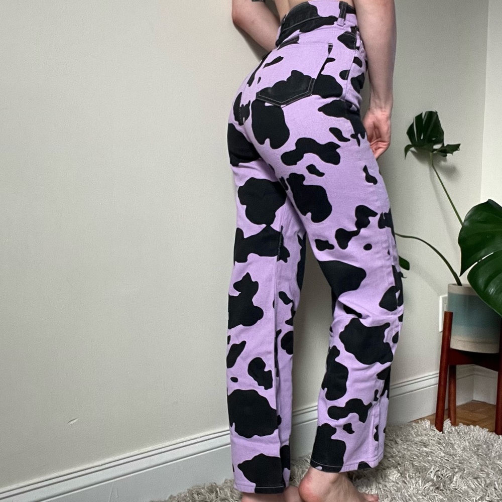 Purple Cowprint Jeans, XS